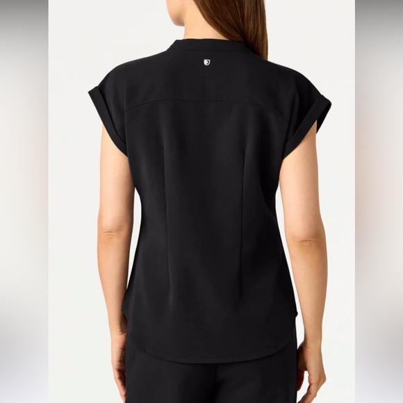 Jaanuu V-Neck Scrub Top with Cap Sleeves - Picture 6 of 8